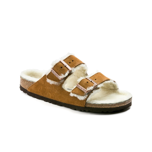 Birkenstock Arizona Shearling Suede Leather (Mink) Women's Sandals