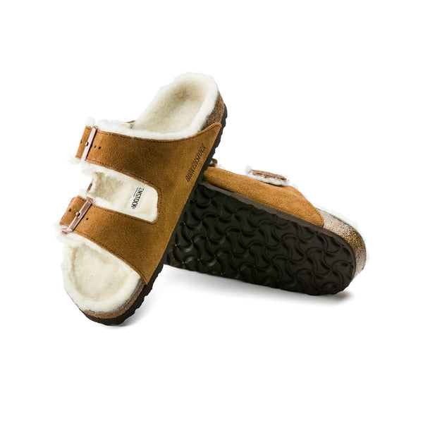 Birkenstock Arizona Shearling Suede Leather (Mink) Women's Sandals