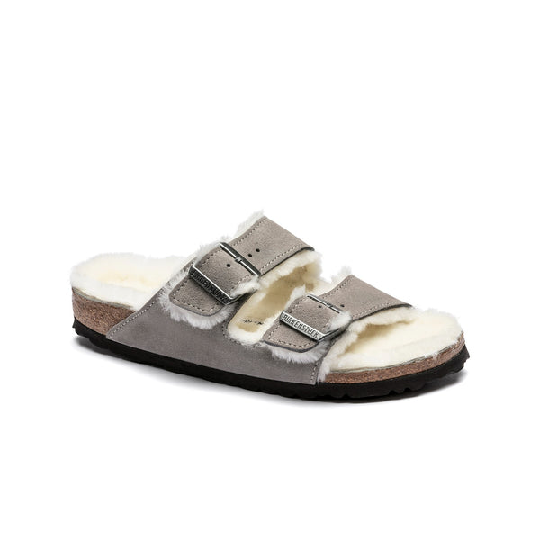 Birkenstock Arizona Shearling Suede Leather (Stone Coin  display picture 1