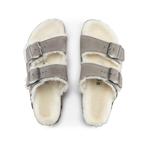 Birkenstock Arizona Shearling Suede Leather (Stone Coin) Men's Sandals 1017403 1017402