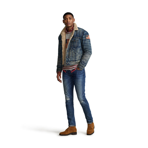 NWT Polo Ralph Lauren Luxe Suede Trucker Denim-Style Jacket