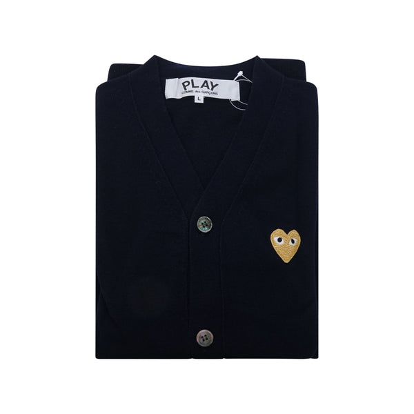 PLAY COMME DES GARÇONS V-Neck Cardigan Comme Des Garçons Play V-neck Double heart-patch Cardigan