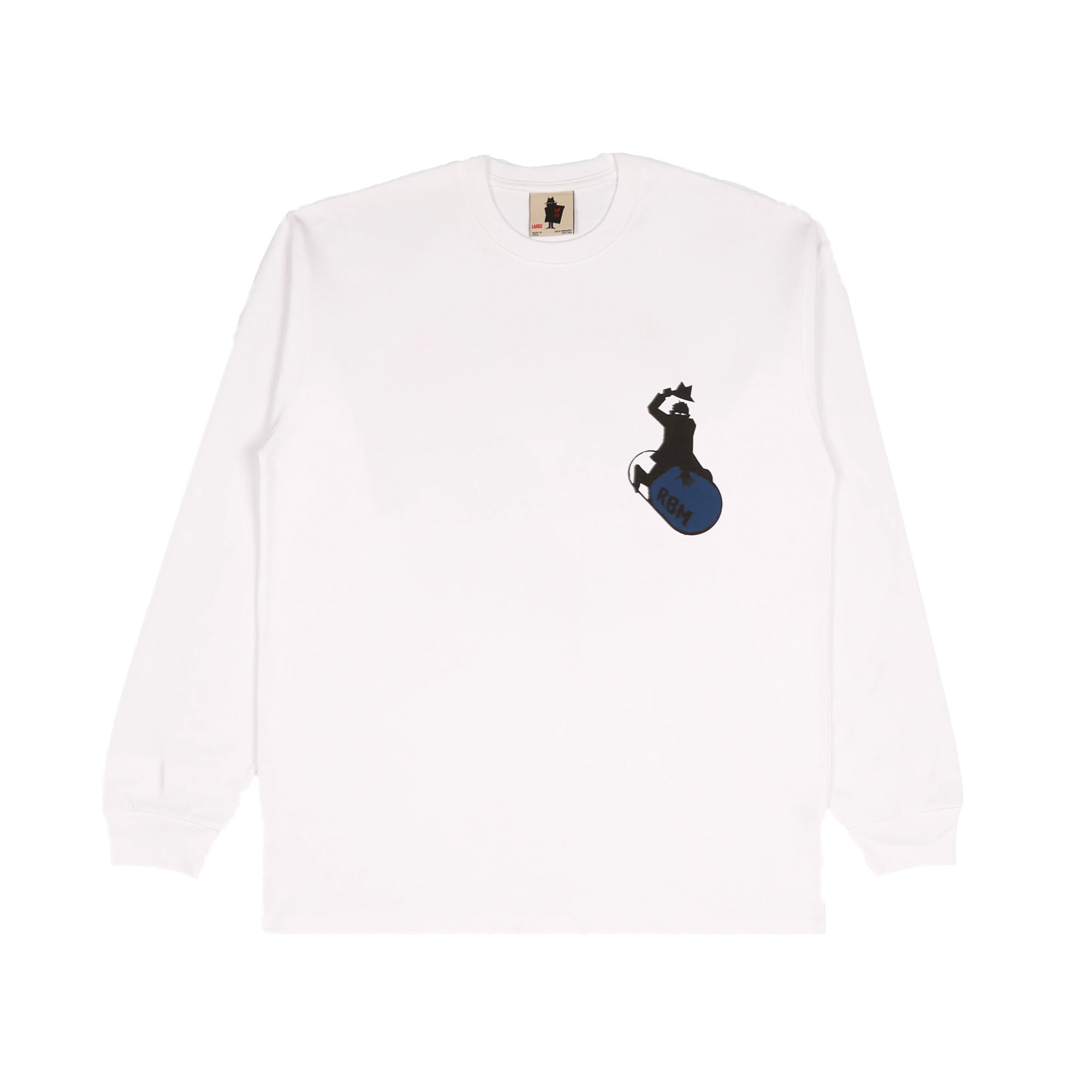 REAL BAD MAN "STOP WORRYING" LONG SLEEVE TEE WHITE RBM1207801