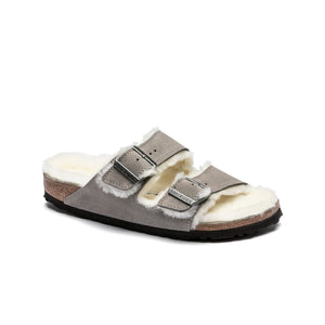 Birkenstock Arizona Shearling Suede Leather (Stone Coin) Men's Sandals 1017407 1017402