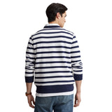 Polo Ralph Lauren Men's (White/Navy) Polo Bear Striped Fleece Sweatshirt 710909723001