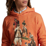 Polo Ralph Lauren Long Sleeve Wool (Spectrum Orange) Horsemen Print Hooded Sweatshirt 710917391001