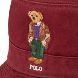 Polo Ralph Lauren Cotton New Bond Chino (Harvard Wine) Novelty Bear Bucket Hat 710917440001