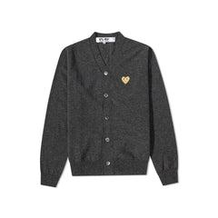 Comme des Garcons Play Gold Heart V-Neck (Dark Grey) Cardigan AZ