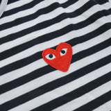 Comme des Garcons Play Long Sleeve Heart Stripe Logo Black T-Shirt AZ-T164-051-1