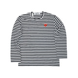 Comme des Garcons Play Long Sleeve Heart Stripe Logo Black T-Shirt AZ-T164-051-1