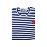 Comme des Garcons Play Long Sleeve Heart Stripe Logo (Blue) T-Shirt AZ-T164-051-2