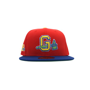 Gwinnett Braves New Era "Rainbow Warrior" Scarlet Light Royal Yellow