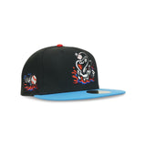 Gwinnett Stripers New Era “Jaws” Splashing Fish Black Blue Reef Scarlet 5950 Fitted Cap