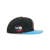 Gwinnett Stripers New Era “Jaws” Splashing Fish Black Blue Reef Scarlet 5950 Fitted Cap