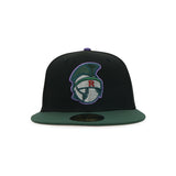 Rome Braves New Era “Metal Face Supervillain” Black Cilantro Varsity Purple 5950 Fitted Cap
