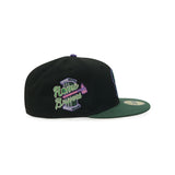 Rome Braves New Era “Metal Face Supervillain” Black Cilantro Varsity Purple 5950 Fitted Cap
