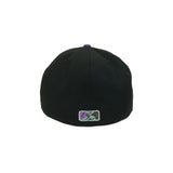 Rome Braves New Era “Metal Face Supervillain” Black Cilantro Varsity Purple 5950 Fitted Cap