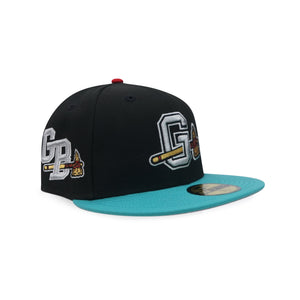 Gwinnett Braves New Era “Hard To Kill” Black Teal Scarlet 5950 Fitted Cap