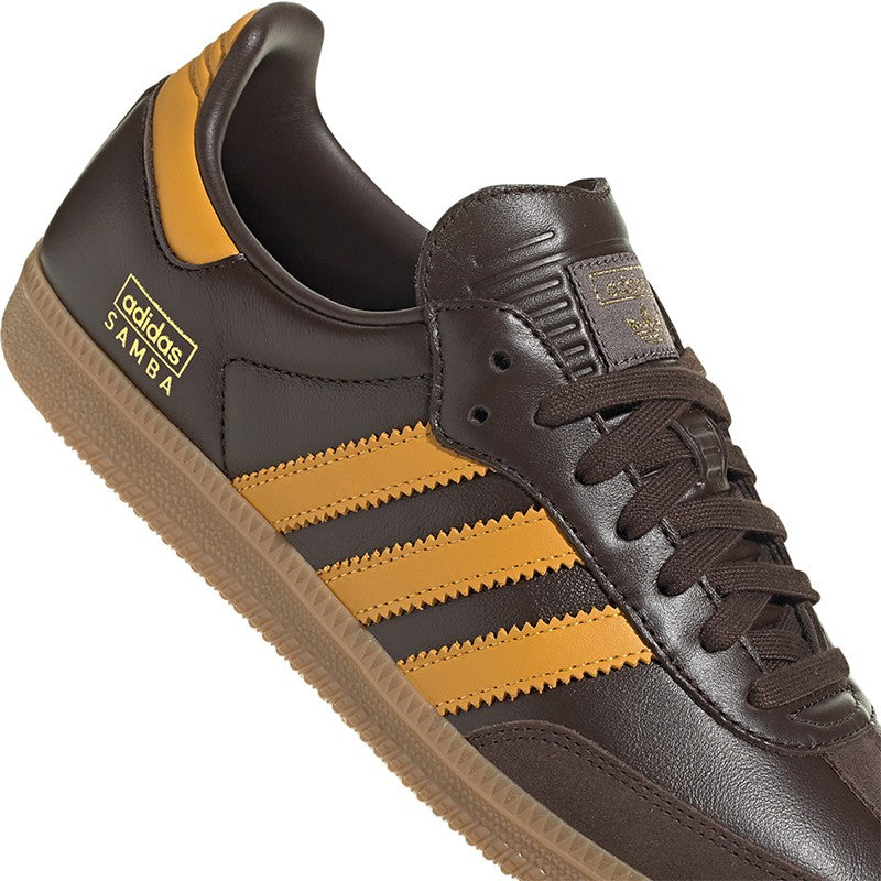 Adidas Originals Samba OG (Dark Brown/Preloved Yellow/Gum) Men's Shoes Kick Theory Adidas Originals Samba OG (Dark Brown/Preloved Yellow/Gum) Men's Shoes Kick Theory